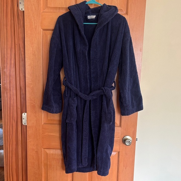 Navy Blue Women's Plush Turkish Terry Cloth Robe - Picture 4 of 6